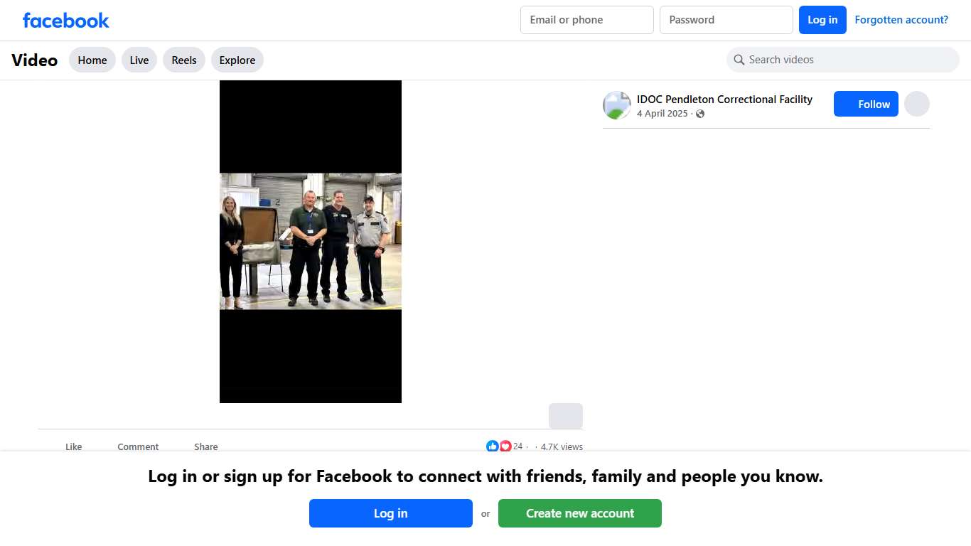 IDOC Pendleton Correctional Facility on Reels Facebook